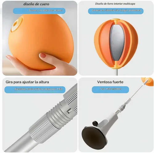 Vista 3 de Bolsa de Reflexo, Bolsa de Boxeo con Soporte, Bolsa de Boxeo para Adolescentes y Adultos, Bola de Boxeo Ajustable con Base de Ventosa, Adecuada