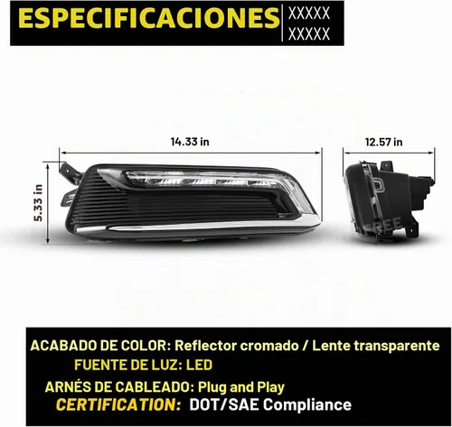 Vista 8 de Juego de luces antiniebla LED DRL compatibles con Chevy Impala 2014-2020 Lente Transparente
