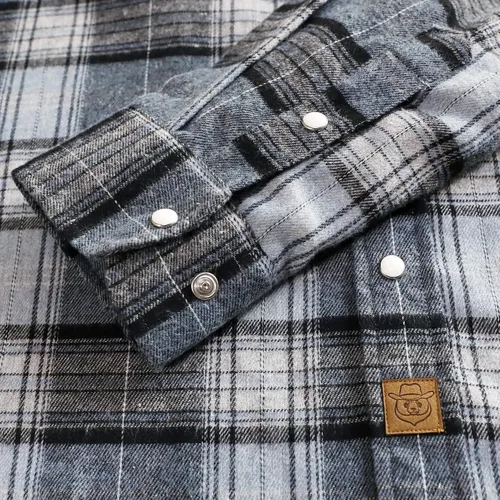 Vista 5 de Dubinik Camisa de franela para hombre, estilo vaquero occidental, con botones y perlas, para hombre, manga larga, vintage, a cuadros