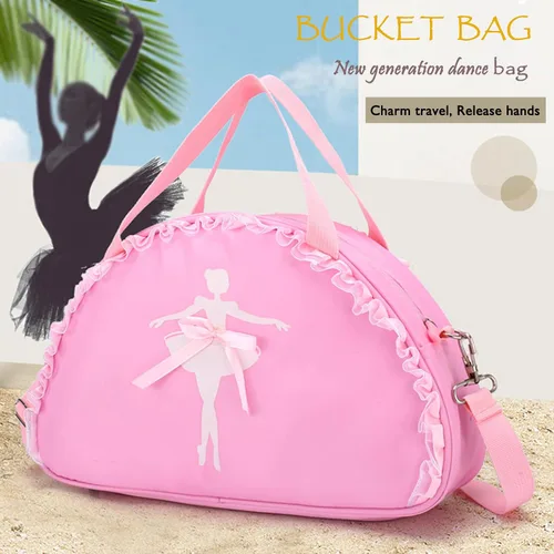 Vista 5 de Linda mochila de ballet para danza tutú, bolsa de baile, bolsa de baile, impermeable, pequeña, bolsa de ballet, bolsa de gimnasio (morado)