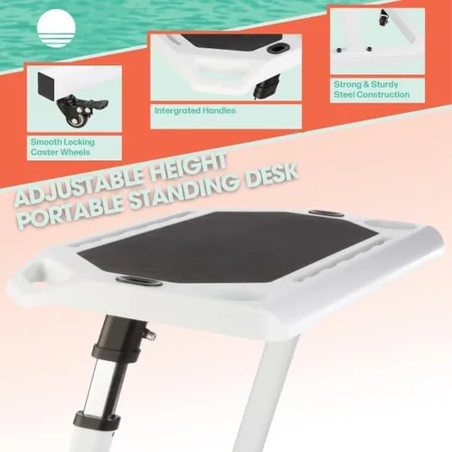 Vista 5 de Walking Pad and Standing Desk Set – Portable Under-Desk Treadmill with Rolling Adjustable Height Table by RAD Sportz Blanco