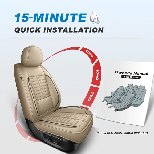 Vista 2 de Fundas de asiento para Chevrolet/Chevy Equinox 2007-2025 2026: 2 fundas de asiento delantero de piel sintética impermeable para automóvil, protector