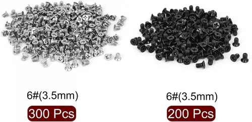 Vista 3 de uxcell 6#-32 Tornillos 300pcs Plata, 200pcs Negro PC PC Case 3.5 pulgadas HDD Plano Phillips Cabeza Disco Duro Tornillo