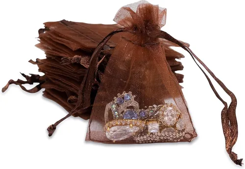 Vista 20 de TheDisplayGuys - Paquete de 48 bolsas de regalo de organza transparente negra de 2 x 2-3/4 pulgadas con cordón, bolsas de regalo para joyas, bolsas