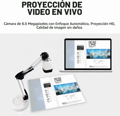 Vista 3 de Cámara de documentos para profesores, 8mp con enfoque automático y luz suplementaria LED, excelente para educación a distancia y conferencias web