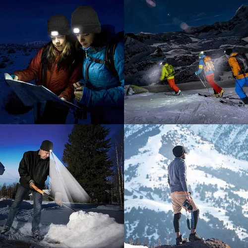 Vista 12 de Tutuko Gorro unisex con luz, gorro LED recargable por USB, sombrero LED con linterna, regalos para hombres, mujeres, papá