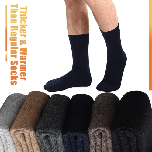 Vista 3 de 12 pares de calcetines de lana de invierno para hombre, calcetines térmicos cálidos para senderismo, botas cálidas, calcetines suaves y pesados