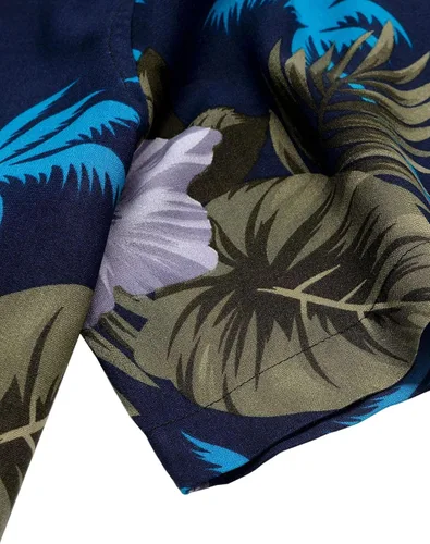 Vista 4 de Alimens & Gentle - Camisa de algodón estilo hawaiano para hombre, casual, de manga corta, ajuste regular