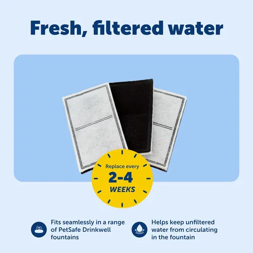 Vista 3 de PetSafe Drinkwell - Kit de filtro de repuesto para fuentes de agua Everflow y exteriores para perros y gatos, el kit contiene 3 filtros de carbono