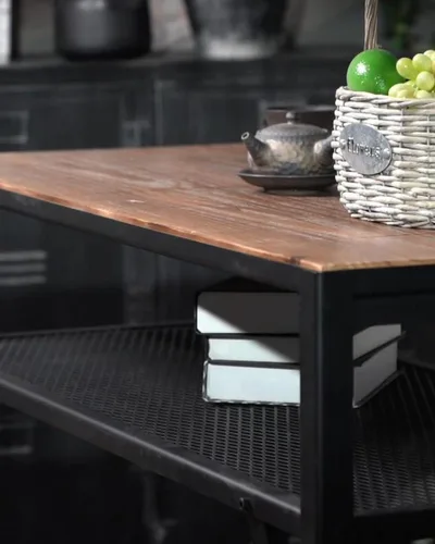 Vista 6 de Mesa de bar de 47 pulgadas de alto, mesa de bar de altura de barra, mesa de bar para sofá, mesa de centro rectangular para cocina y comedor, tubo