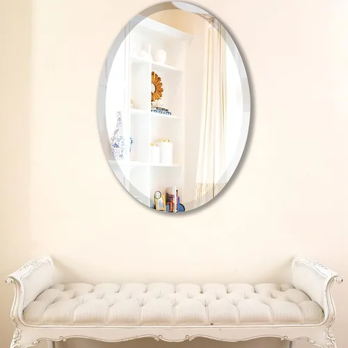 Vista 4 de OVALCREST - Espejo sin marco ovalado claro de 12 x 16 pulgadas con borde biselado de primera calidad Espejo de baño sin marco Decoración moderna