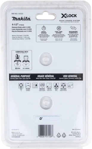 Vista 8 de Makita E-07222 X-Lock 4-1/2" Turbo Rim Diamond Blade para corte de mampostería, 2/pk
