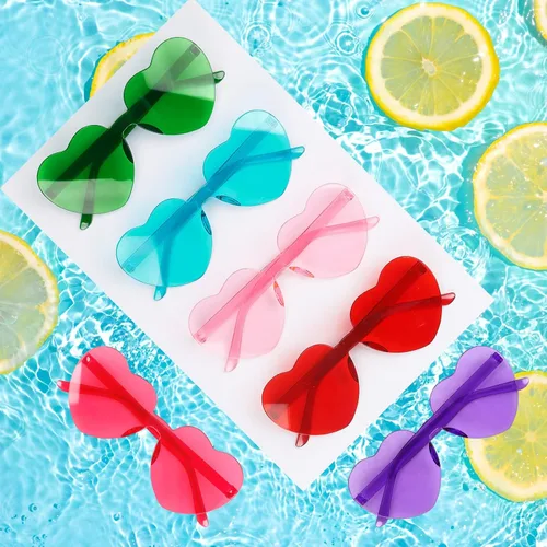 Vista 7 de VJJB Lentes de sol de corazón para mujer, lentes en forma de corazón, gafas de despedida de soltera, accesorios de moda para regalos de cumpleaños