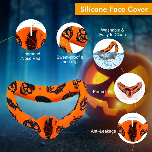 Vista 5 de Relohas Accessories for Oculus Quest 2, VR Accessory Set for Meta Quest 2, Include Controller Grip Leather Cover, VR Shell Cover, Face Cover, Lens