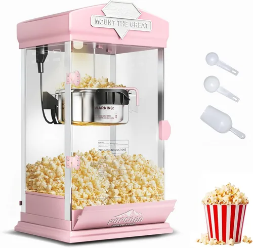 Vista 23 de Máquina de palomitas de maíz de 8 onzas con carro, máquina para hacer maíz con ruedas y hervidor de acero inoxidable que hace hasta 32 tazas