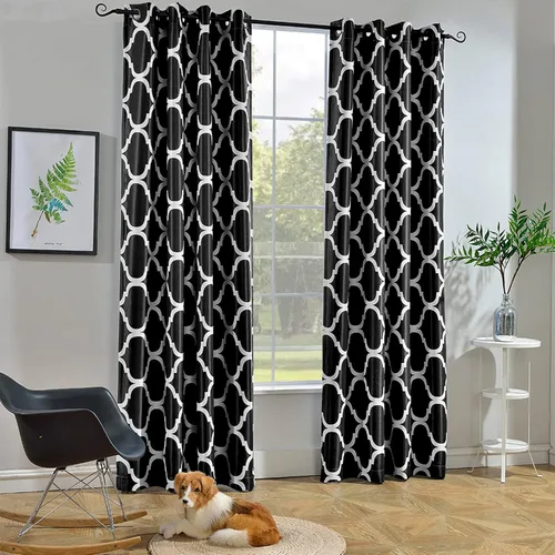 Vista 26 de Melodieux - Cortina opaca con aislamiento térmico y ojales, de estilo marroquí, 100 x 84 pulgadas, color gris (1 panel)