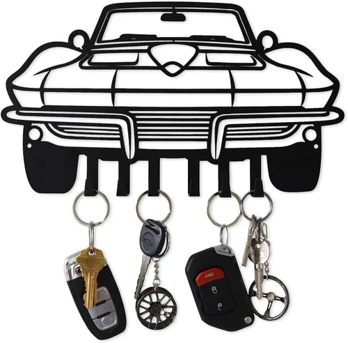 Vista 19 de MOOH Llavero de metal automotriz con 6 ganchos, regalo único para amantes de los automóviles montado en la pared para hombres y mujeres, decoración