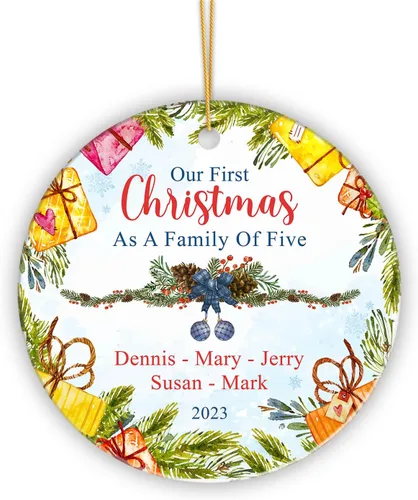 Vista 10 de Adorno personalizado de primera Navidad para bebé con nombre, personaliza la fecha de nacimiento de tu bebé, hora de nacimiento, peso y altura, bebé