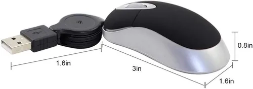 Vista 7 de SHARE SUNSHINE Mini ratón óptico de viaje pequeño portátil con cable USB con cable USB retráctil para PC, laptop, computadora, escritorio, oficina
