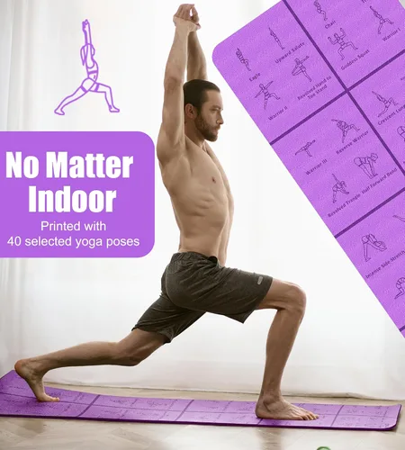 Vista 2 de Tapete de yoga plegable y grueso con posturas de asanas, regalo de Navidad para esposas y niñas, antideslizante de 0.315 pulgadas de grosor