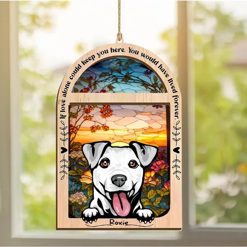 Vista 39 de LOVELYPOD Adorno de Navidad personalizado de sabueso afgano, atrapasoles con nombre, regalos de pérdida de mascotas, regalos para amantes