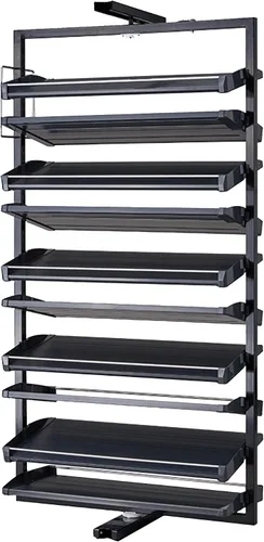 Vista 10 de Organizador de zapatos giratorio de 360° de metal para armario de zapatos, organizador vertical para armario de dormitorio pequeño, almacenamiento