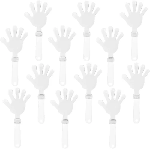 Vista 11 de 12 pinzas de mano negras de 7.5 pulgadas, que hacen ruido, regalos de fiesta, plástico para eventos deportivos, alegrías, baile, baloncesto, fútbol