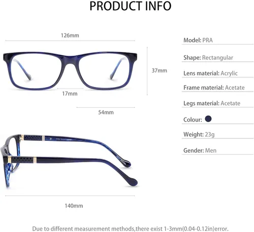Vista 5 de OCCI CHIARI Mens Rectangle Eyewear Frame Full-Rim Non-prescription Clear Optical Glasses