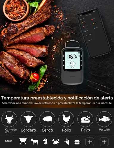 Vista 4 de Govee Termómetro Bluetooth para carne, termómetro inalámbrico de carne para horno ahumador, termómetro digital para parrilla con 2 sondas, modo