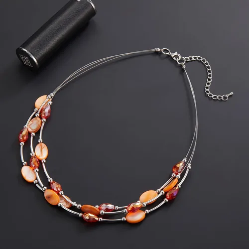 Vista 5 de Collar a capas con cristal para mujer, gargantilla con cadena de plata gruesa, regalo de cumpleaños para mujer