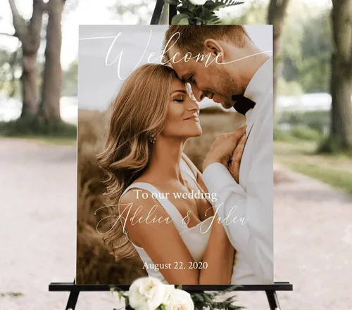 Vista 9 de Generic Letrero de boda, 12 x 18 pulgadas, rectangular, de plástico, personalizado, para celebración, boda, resistente a la intemperie y a la Boda