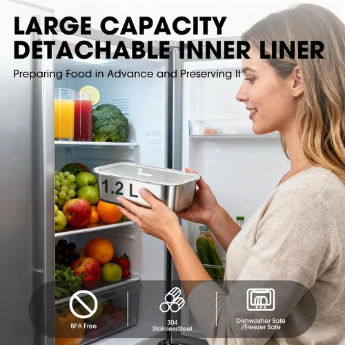 Vista 6 de Herrfilk Fiambrera eléctrica inalámbrica para adultos con control de aplicación, lonchera portátil con calefacción de 1.2 litros, funciona