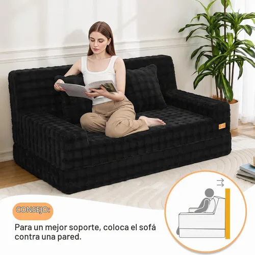 Vista 3 de MeMoreCool Sofá cama sin hueso de 59 pulgadas, sofá de pana de burbujas