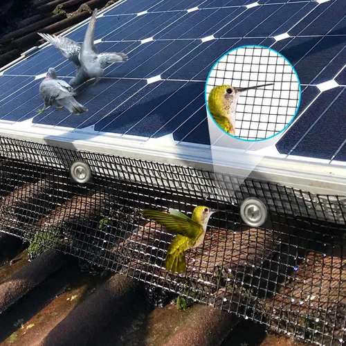 Vista 7 de Panel solar de malla de protección de pájaros de 6 pulgadas x 100 pies 70 sujetadores Panel solar Critter Guard Panel solar Paloma Guardia a prueba