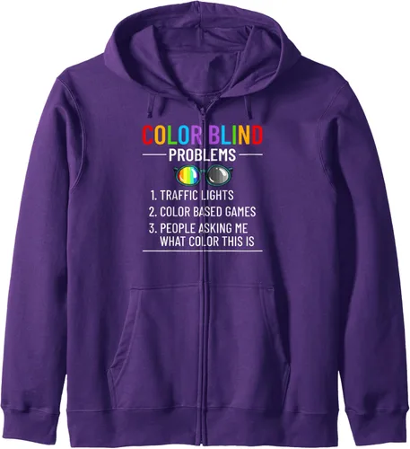Vista 8 de Color Blind Test Funny Glasses Visions Zip Hoodie