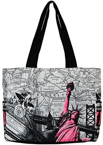 Vista 2 de Robin Ruth NY Estatua de la Libertad Skyline Bolso de hombro de lona