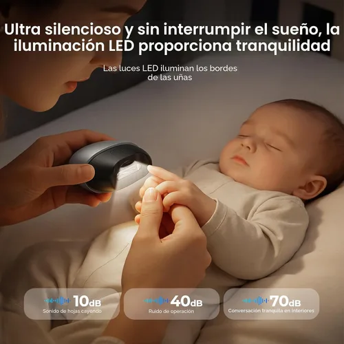Vista 7 de Cortauñas eléctrico automático 4 en 1, juego de cortaúñas mejorado 2026 con luz LED y almacenamiento de restos de uñas, cortaúñas profesional