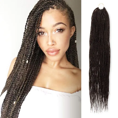 Vista 38 de AU-THEN-TIC Cabello senegalés con trenzas de ganchillo de 22 pulgadas, paquete de 2 paquetes de 40 mechones por paquete, extensiones de cabello