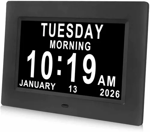 Vista 11 de Jaihonda Reloj de demencia para personas mayores Reloj digital con fecha y hora para ancianos - 15 alarmas Nivel 5 de brillo Pantalla de números