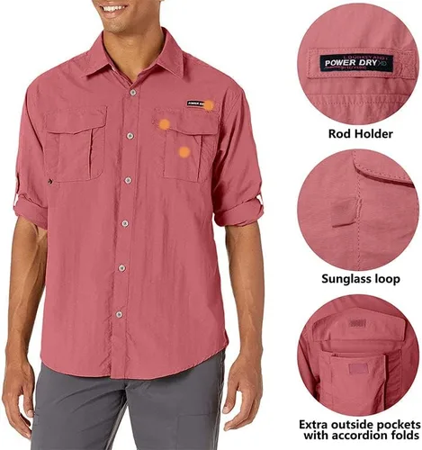 Vista 3 de Little Donkey Andy Camisa de manga corta para hombre, con protección UV UPF 50+, transpirable y de secado rápido