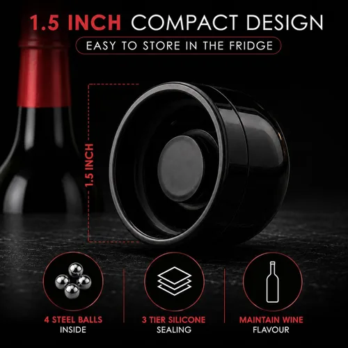 Vista 4 de GOCHA Tapón de vino al vacío, conservador de vino al vacío integrado, sellador universal de botellas de vino, parte superior giratoria de silicona
