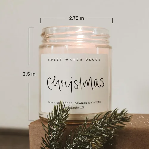 Vista 6 de Sweet Water Decor Vela perfumada de Navidad con aroma a canela, árboles, naranja y clavo - Vela de invierno perfumada - Velas de Navidad