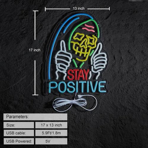 Vista 2 de Letrero de neón de calavera positivo para decoración de pared, luz de neón LED USB regulable para hogar, sala de estar, dormitorio, decoración