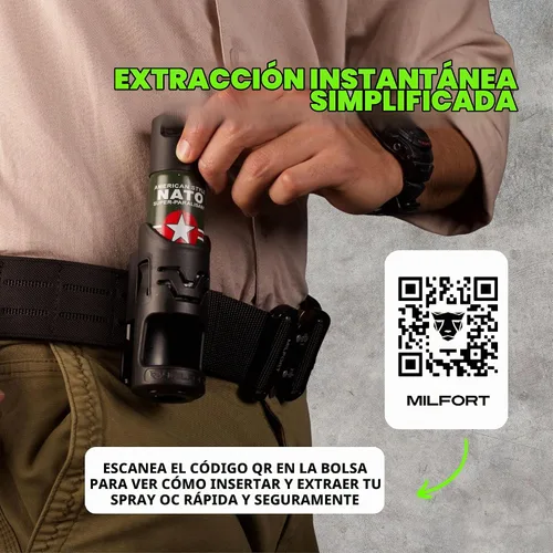 Vista 4 de Funda universal de spray de pimienta. Soporte de aerosol OC para cinturón de servicio y MOLLE Se adapta a MK-3 y MK-4. Diseño de acceso rápido.