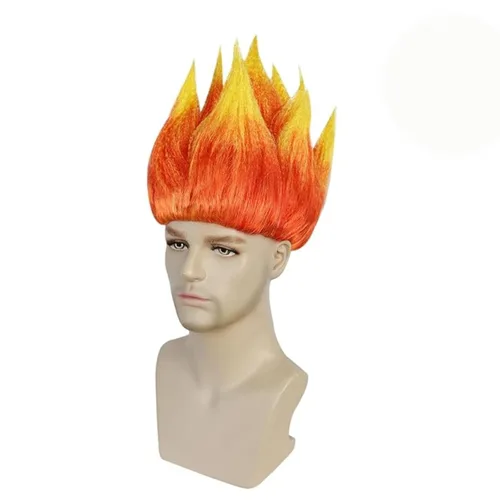 Vista 2 de Pelucas de cosplay para hombres, peluca masculina de Halloween (naranja ira)