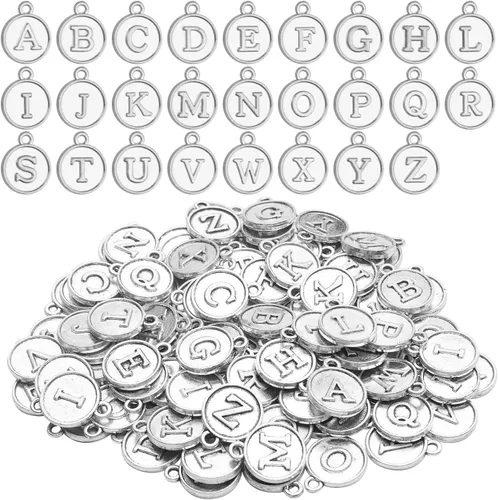 Vista 8 de Aylifu 156 dijes de letras del alfabeto A-Z, colgantes de letra mayúscula para collares, pulseras, joyas, manualidades, 6