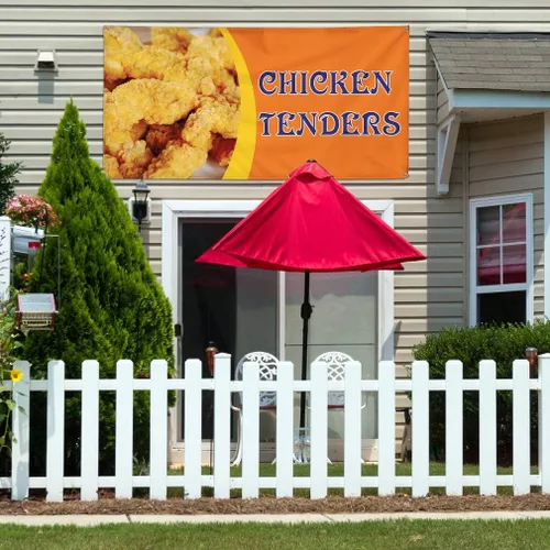 Vista 3 de Vinyl Banner Multiple Sizes Chicken Tenders Advertising Printing D Restaurant & Food Outdoor Weatherproof Industrial Yard Signs Orange 4 Grommets