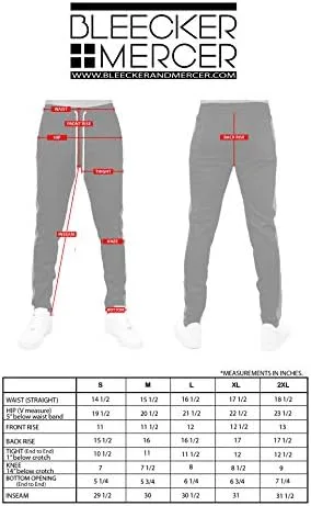 Vista 5 de Bleecker and Mercer Mens Hip Hop Activewear Slim Fit Athletic Track Jogger Pants Side Stripe Taping Zipper Bottom