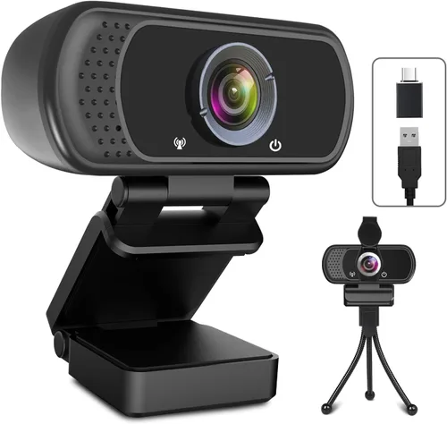 Vista 14 de Cámara web de transmisión ToLuLu 2K 50FPS, cámara web LED RGB con micrófono y luz, cámara de computadora con enfoque automático con cubierta