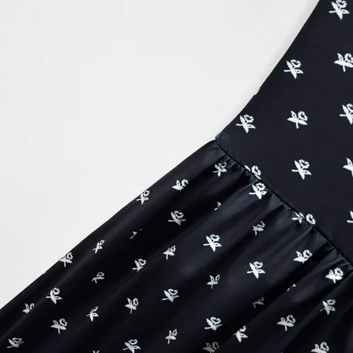 Vista 8 de Hqroidd Vestido gótico negro para niñas, disfraz de Halloween, vestido con estampado negro con bolsa